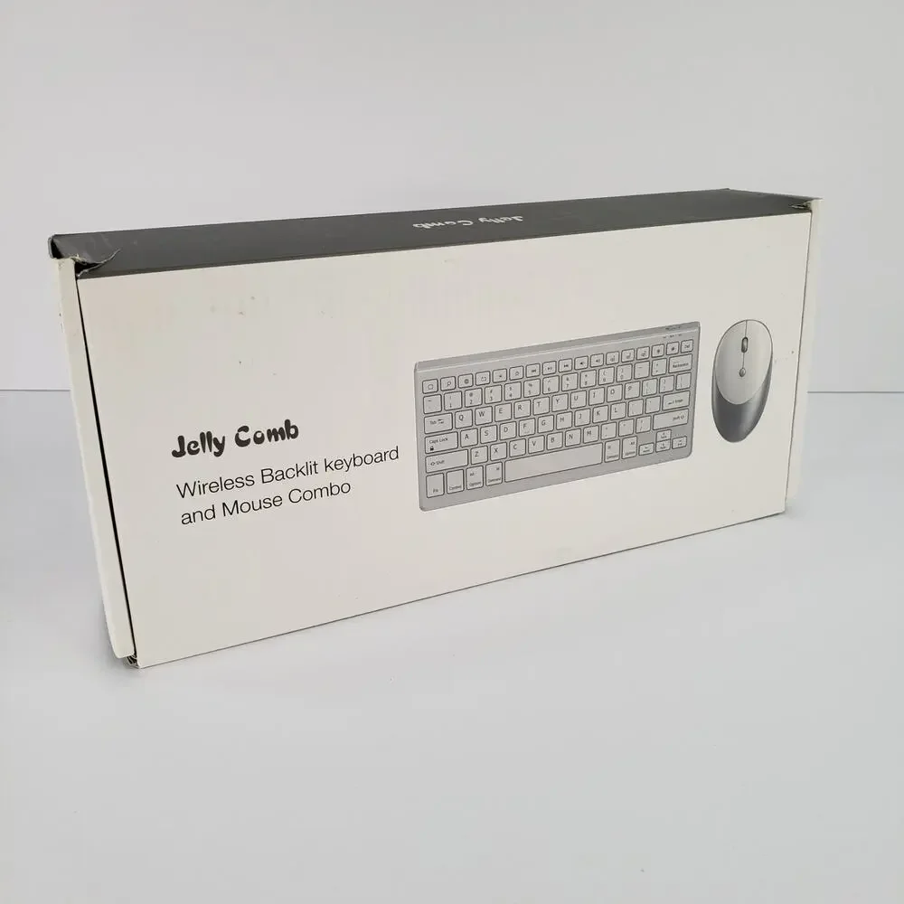 Jelly Comb Wireless 7 Color Backlit Keyboard and Mouse Combo Set Rose Gold